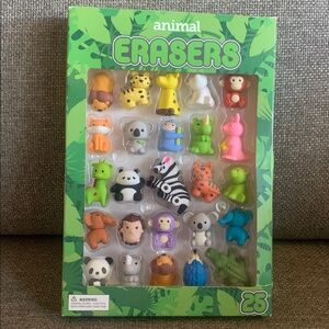Animal Erasers Set of 25 New